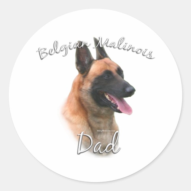 Belgian Malinois Dad 2 Classic Round Sticker (Front)