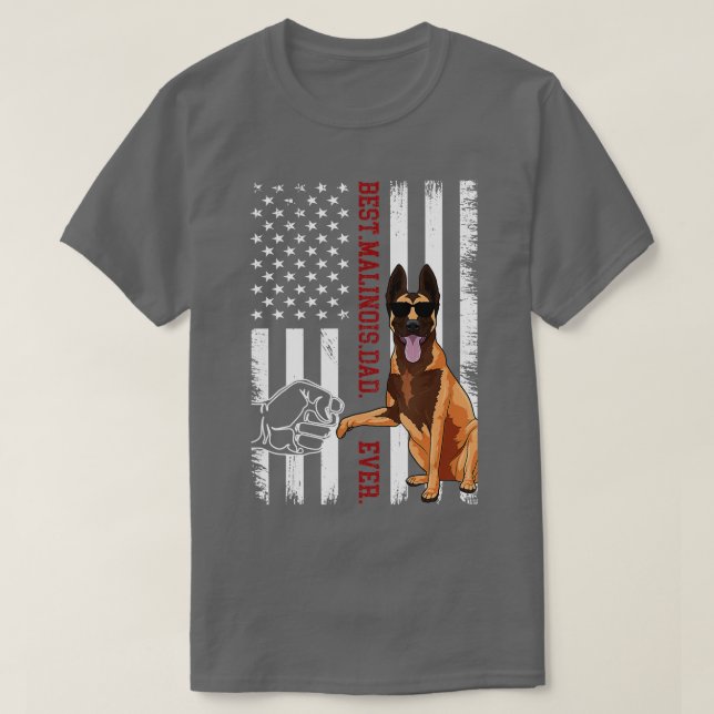 Belgian Malinois Dad Dog American Flag for Men  T-Shirt (Design Front)