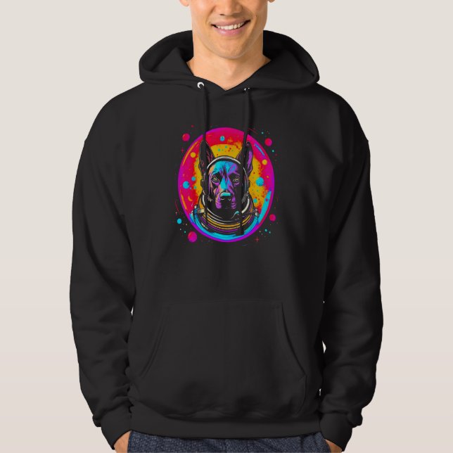 Belgian Malinois Dog Astronaut Hoodie (Front)