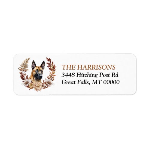 Belgian Malinois Dog Autumn Wreath Label