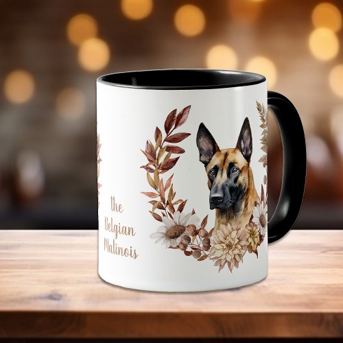 Belgian Malinois Dog Autumn Wreath Mug