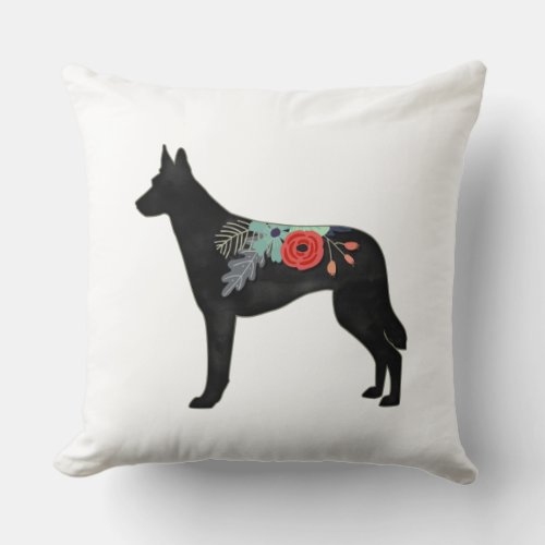 Belgian Malinois Dog Breed Bohemian Floral Saddle Throw Pillow