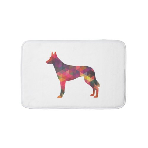 Belgian Malinois Dog Breed Geometric Pattern Silho Bath Mat