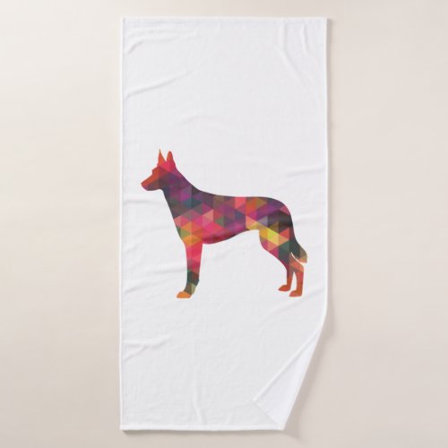 Belgian Malinois Dog Breed Geometric Pattern Silho Bath Towel