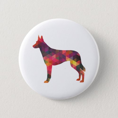 Belgian Malinois Dog Breed Geometric Pattern Silho Button