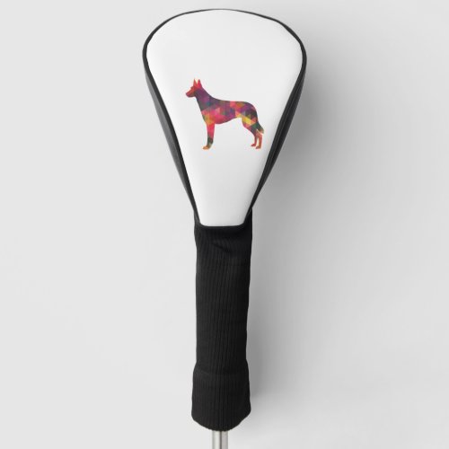 Belgian Malinois Dog Breed Geometric Pattern Silho Golf Head Cover