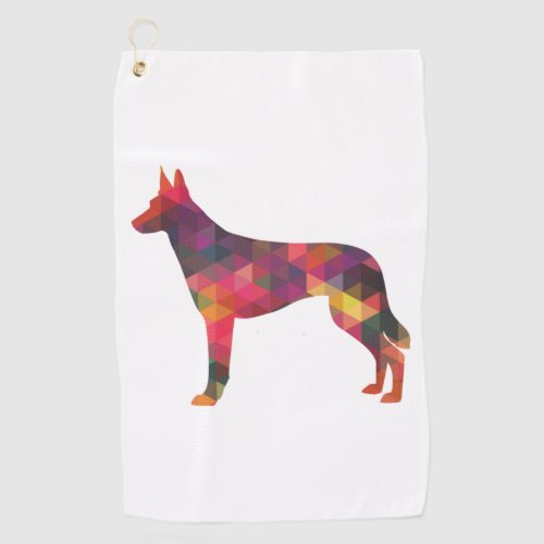 Belgian Malinois Dog Breed Geometric Pattern Silho Golf Towel