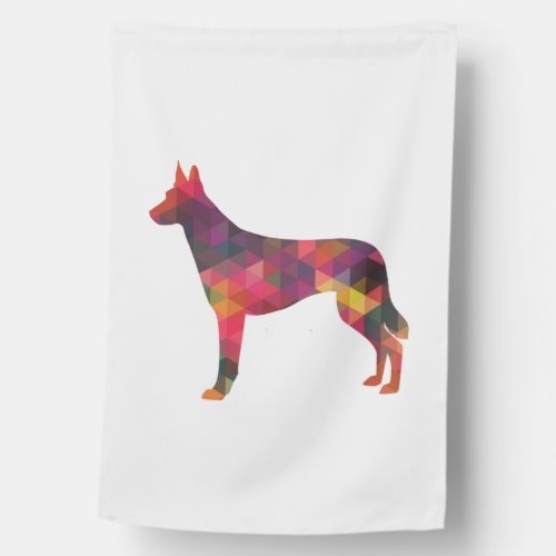 Belgian Malinois Dog Breed Geometric Pattern Silho House Flag