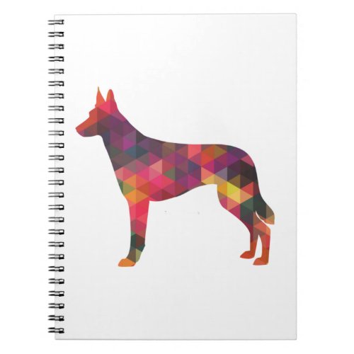 Belgian Malinois Dog Breed Geometric Pattern Silho Notebook