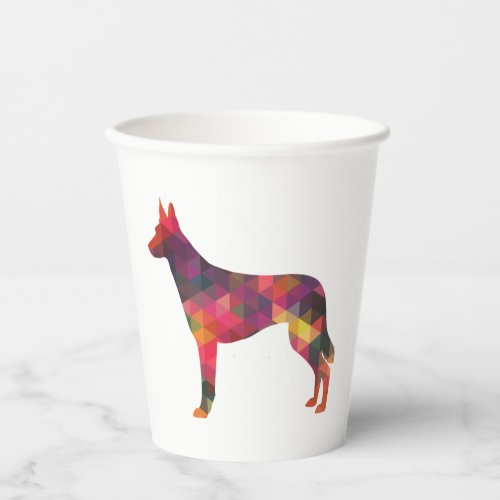 Belgian Malinois Dog Breed Geometric Pattern Silho Paper Cups