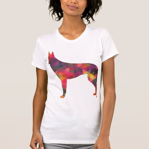 Belgian Malinois Dog Breed Geometric Pattern Silho T_Shirt