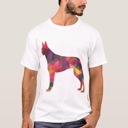 Belgian Malinois Dog Breed Geometric Pattern Silho T_Shirt