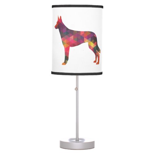 Belgian Malinois Dog Breed Geometric Pattern Silho Table Lamp