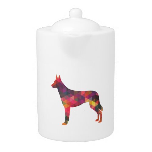 Belgian Malinois Dog Breed Geometric Pattern Silho Teapot