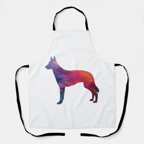 Belgian Malinois Dog Breed Silhouette Geometric Pa Apron