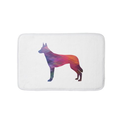 Belgian Malinois Dog Breed Silhouette Geometric Pa Bath Mat