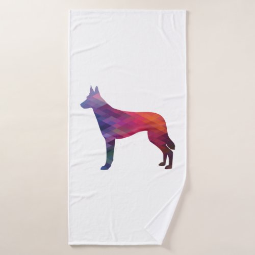 Belgian Malinois Dog Breed Silhouette Geometric Pa Bath Towel