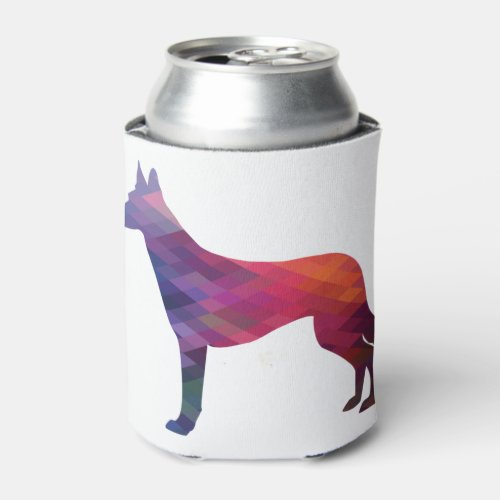 Belgian Malinois Dog Breed Silhouette Geometric Pa Can Cooler