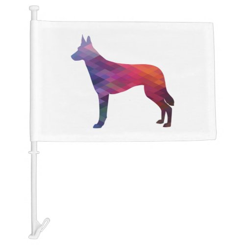 Belgian Malinois Dog Breed Silhouette Geometric Pa Car Flag