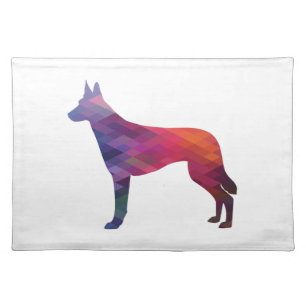 Belgian Malinois Dog Breed Silhouette Geometric Pa Cloth Placemat