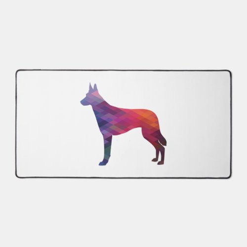 Belgian Malinois Dog Breed Silhouette Geometric Pa Desk Mat