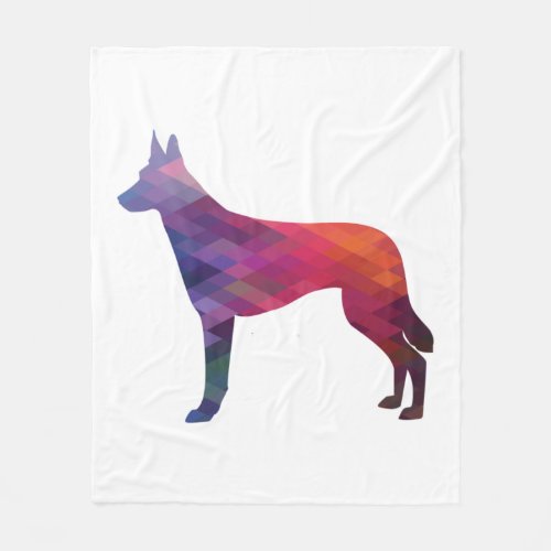 Belgian Malinois Dog Breed Silhouette Geometric Pa Fleece Blanket