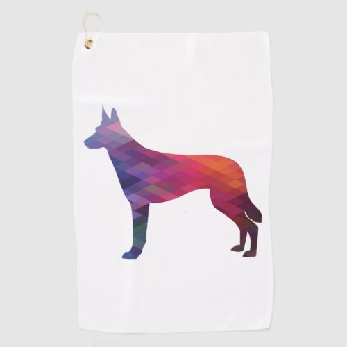 Belgian Malinois Dog Breed Silhouette Geometric Pa Golf Towel