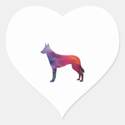 Belgian Malinois Dog Breed Silhouette Geometric Pa Heart Sticker