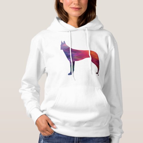 Belgian Malinois Dog Breed Silhouette Geometric Pa Hoodie