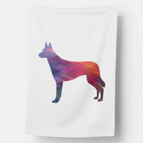 Belgian Malinois Dog Breed Silhouette Geometric Pa House Flag