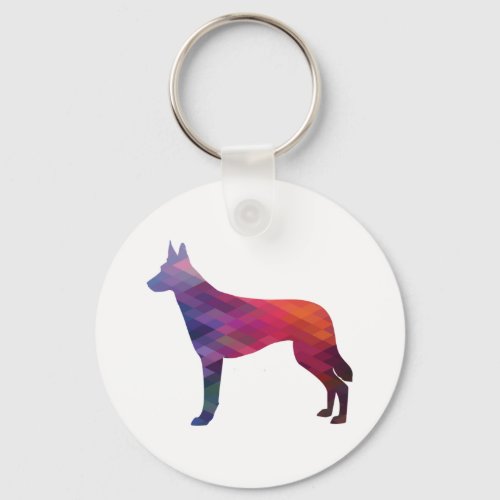 Belgian Malinois Dog Breed Silhouette Geometric Pa Keychain