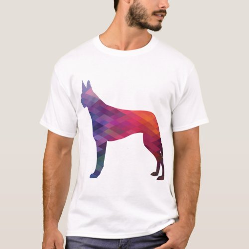 Belgian Malinois Dog Breed Silhouette Geometric Pa T_Shirt