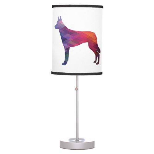 Belgian Malinois Dog Breed Silhouette Geometric Pa Table Lamp