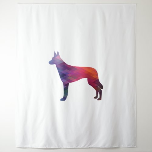 Belgian Malinois Dog Breed Silhouette Geometric Pa Tapestry