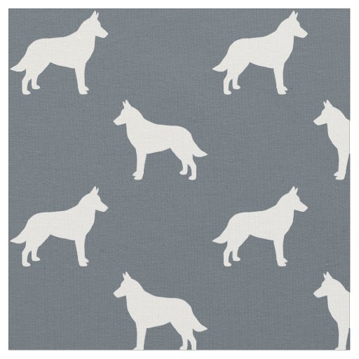 Belgian Malinois Dog Breed Silhouettes Pattern Fabric