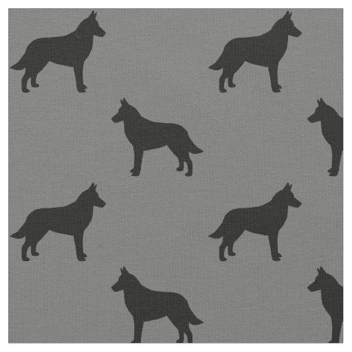 Belgian Malinois Dog Breed Silhouettes Patterned Fabric