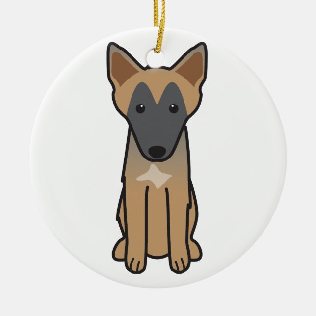 Belgian Malinois Dog Cartoon Ceramic Ornament (Front)