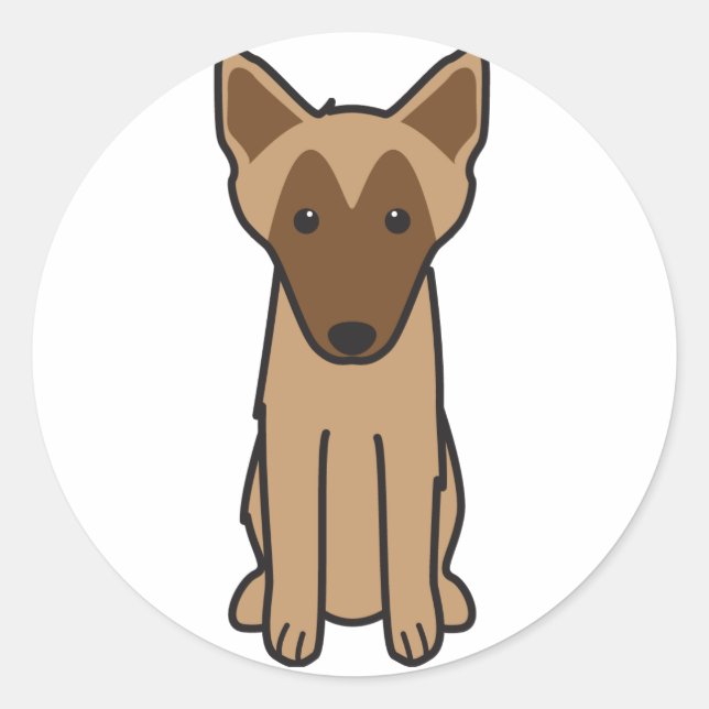 Belgian Malinois Dog Cartoon Classic Round Sticker (Front)