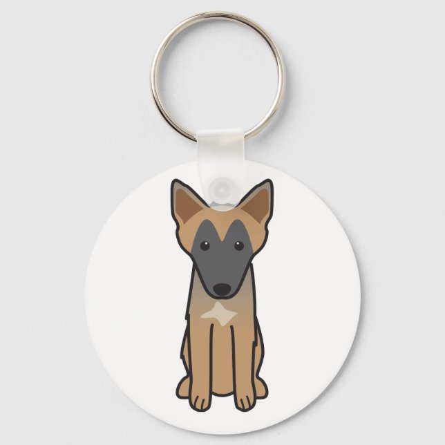 Belgian Malinois Dog Cartoon Keychain (Front)