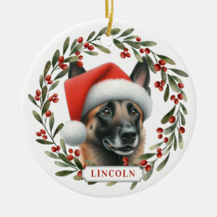 Belgian Malinois Dog Ceramic Circle Ornament