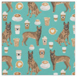 Belgian Malinois dog coffee turquoise Fabric