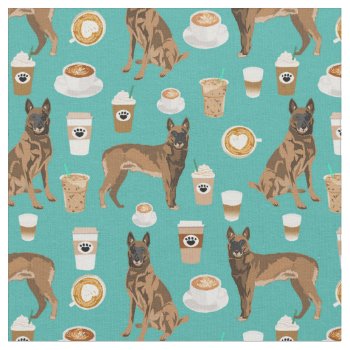 Belgian Malinois Dog Coffee Turquoise Fabric by FriendlyPets at Zazzle