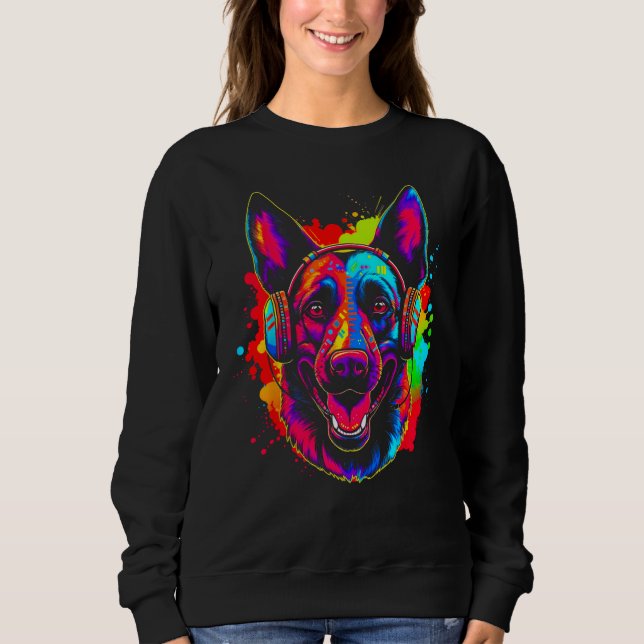Belgian Malinois Dog DJ Festival Sweatshirt (Front)