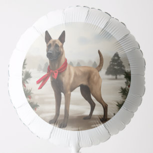 Belgian Malinois Dog in Snow Christmas Balloon