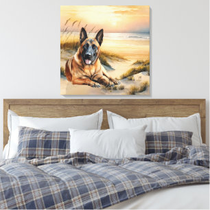 Belgian Malinois Dog Lover Sandy Beach Canvas Print