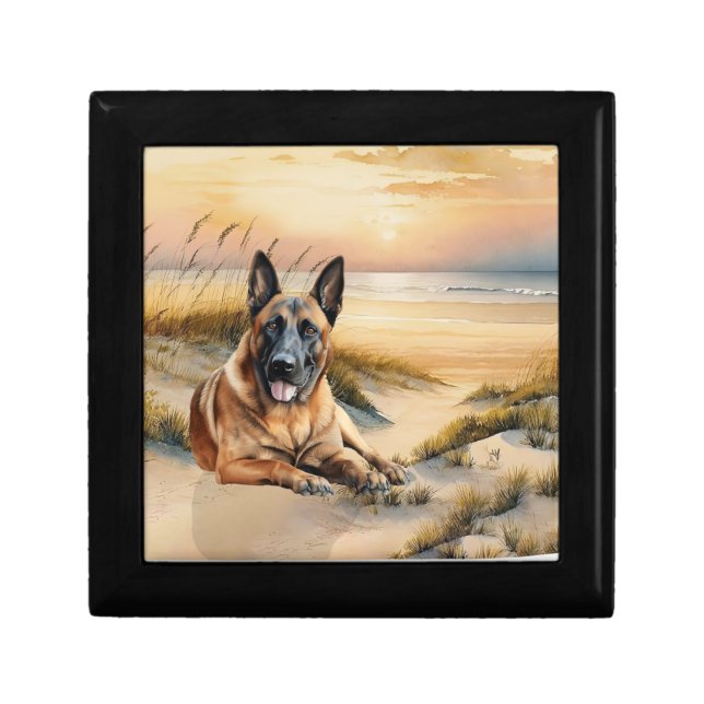 Belgian Malinois Dog Lover Sandy Beach Gift Box (Front)