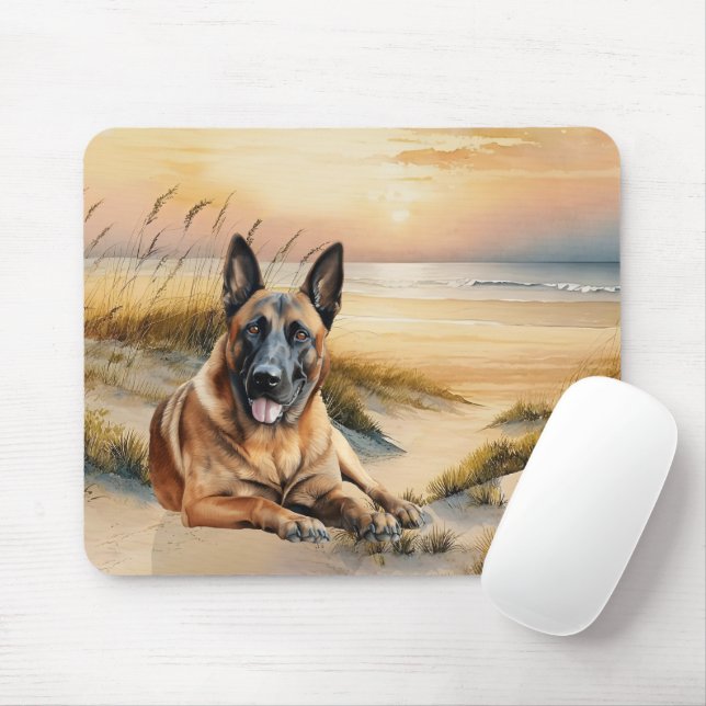 Belgian Malinois Dog Lover Sandy Beach Mouse Pad (With Mouse)