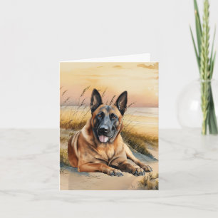 Belgian Malinois Dog Lover Sandy Beach Note Card