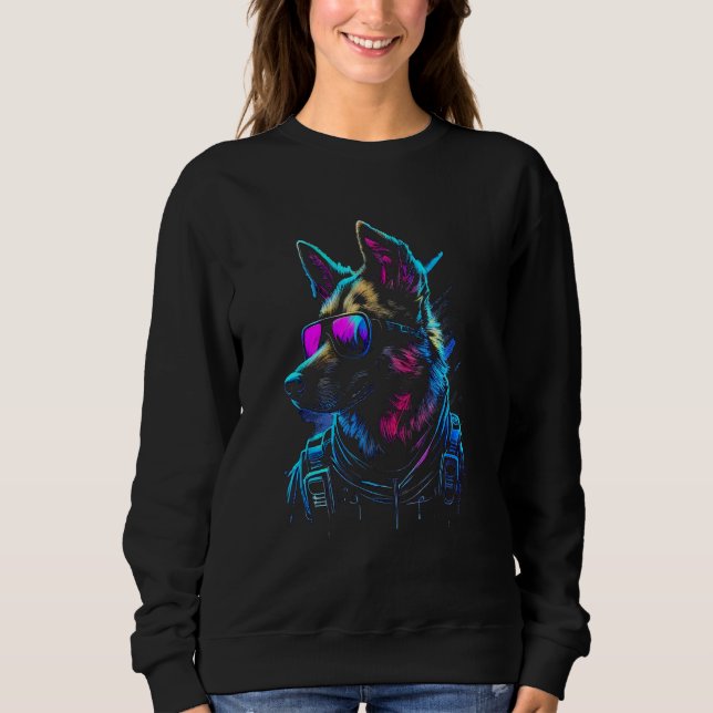 Belgian Malinois Dog owner Vaporwave Notorious DJ Sweatshirt (Front)