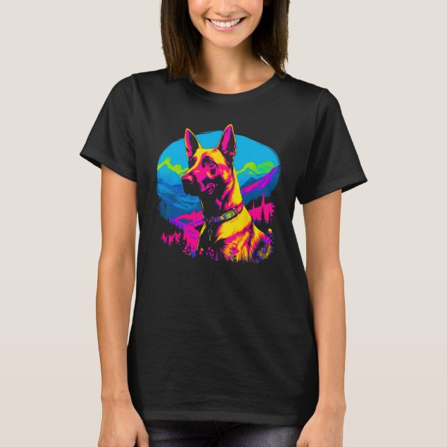 Belgian Malinois Dog Pop Art T-Shirt (Front)